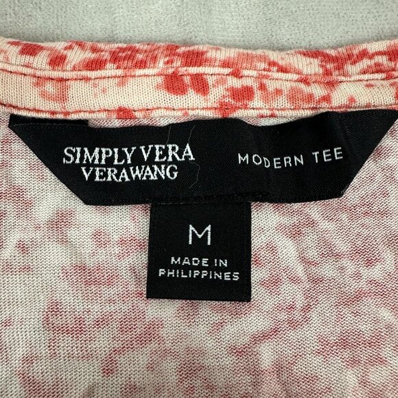 Simply Vera Vera Wang Womens Modern Tee Size M Pink Textured Print Rayon - Picture 3 of 5